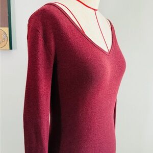 Peruvian Connection Wine Red Tunic V-Neck Top
